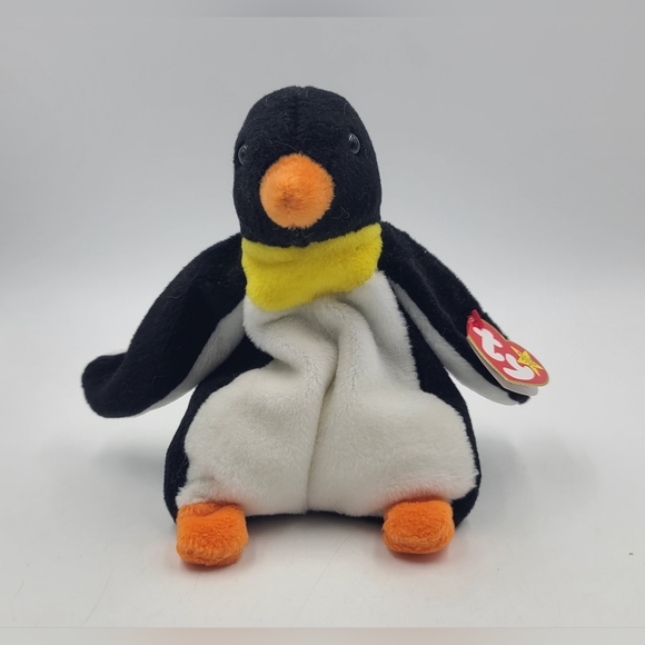 1995 "WADDLE" Ty Beanie Baby PENGUIN, Mint Condition PVC Pellets - Picture 1 of 4